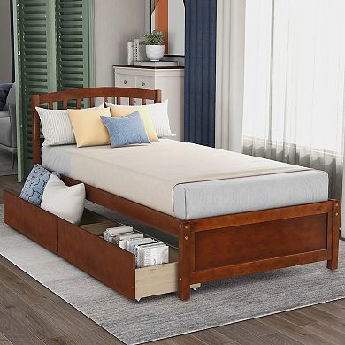 Merax Platform Storage Bed Wood Bed Frame