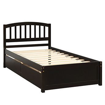Merax Platform Storage Bed Wood Bed Frame