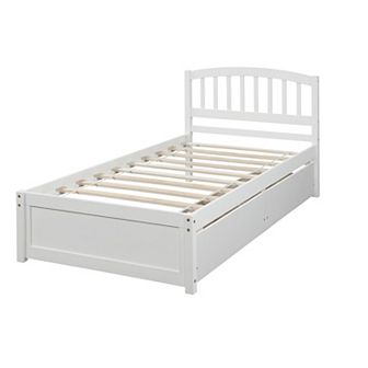 Merax Platform Storage Bed Wood Bed Frame