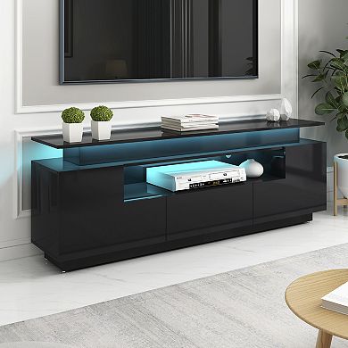 Merax Stylish Functional Tv Stand With Color Changing Led Lights