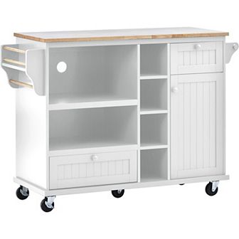 Merax Kitchen Island Cart with Storage Cabinet and Two Locking Wheels