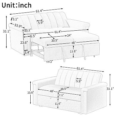 Merax Convertible Soft Cushion Sofa Pull Bed