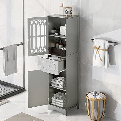 Merax Tall Bathroom Cabinet，freestanding Storage Cabinet With Drawer And Doors