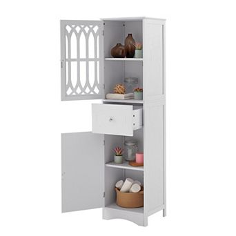 Merax Tall Bathroom Cabinet，freestanding Storage Cabinet With Drawer And Doors