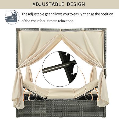 Merax Adjustable Sun Bed With Curtain