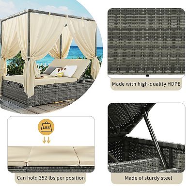 Merax Adjustable Sun Bed With Curtain