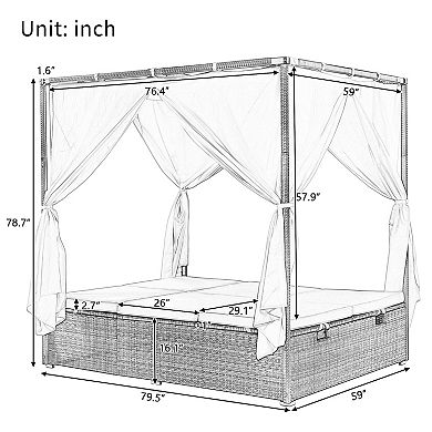 Merax Adjustable Sun Bed With Curtain