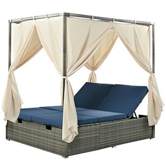 Merax Adjustable Sun Bed With Curtain