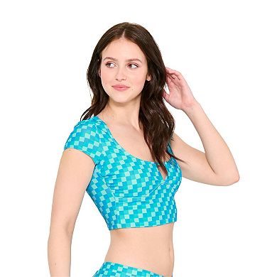 Juniors' Ninety-Nine° Crop T-Shirt Swim Top