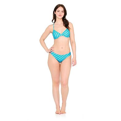Juniors' Ninety-Nine° Check It Out Shirred Underwire Bra Bikini Top