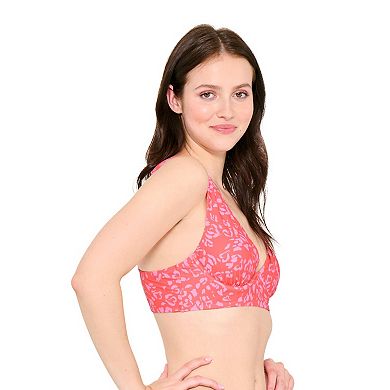 Juniors' Ninety-Nine° Leop Heart Underwire Longline Halter Swim Top