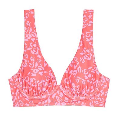 Juniors' Ninety-Nine° Leop Heart Underwire Longline Halter Swim Top