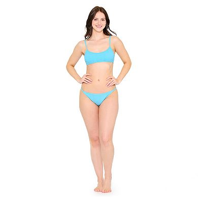 Juniors' Ninety-Nine° Spaced Crinkle Bralette Midkini Swim Top