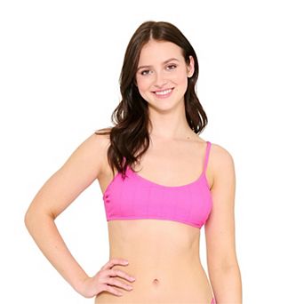 Juniors' Ninety-Nine° Spaced Crinkle Bralette Midkini Swim Top