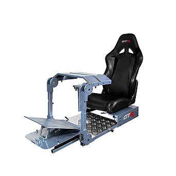 GTR Simulator GTA Pro Racing Simulator Cockpit, Silver Home Workstation with Adjustable Racing Seat