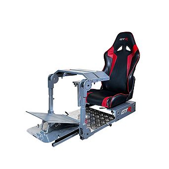 GTR Simulator GTA Pro Racing Simulator Cockpit, Silver Home Workstation with Adjustable Racing Seat
