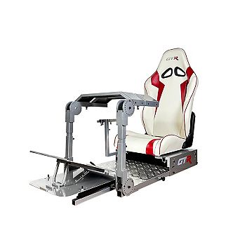 Gtr Simulator Gta-pro Racing Simulator Cockpit Silver Home Workstation With Adjustable Racing Seat