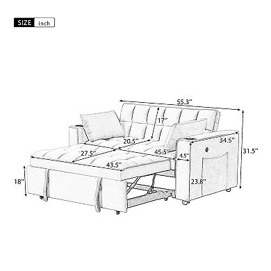 Merax 4-1 Multi-functional Sofa Bed With Cup Holder And Usb Port