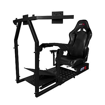 Gtr Simulator Gta-pro Racing Simulator Cockpit Black Frame With Monitor Stand Racing Seat