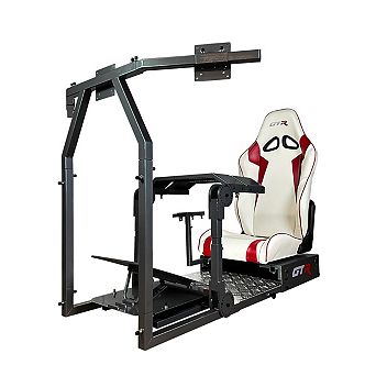 Gtr Simulator Gta-pro Racing Simulator Cockpit Black Frame With Monitor Stand Racing Seat