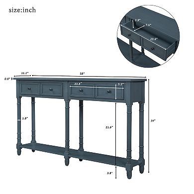 Merax Console Table With Storage Drawers And Bottom Shelf