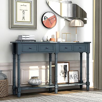 Merax Console Table With Storage Drawers And Bottom Shelf
