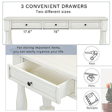 Merax 63" Long Console Table With Drawers And Shelf For Entryway