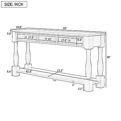 Merax 63" Long Console Table With Drawers And Shelf For Entryway