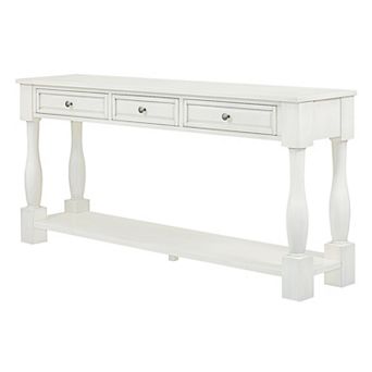 Merax 63" Long Console Table With Drawers And Shelf For Entryway