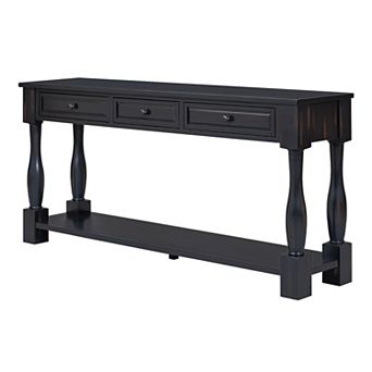 Merax 63" Long Console Table With Drawers And Shelf For Entryway