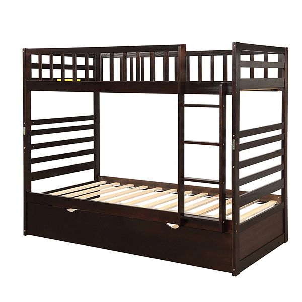 Merax Bunk Beds with Safety Rail and Movable Trundle Bed