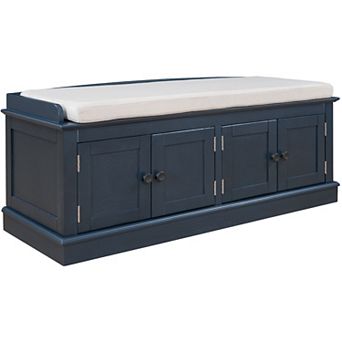 Merax Storage Bench With 4 Doors And Adjustable Shelves