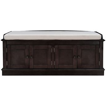 Merax Storage Bench With 4 Doors And Adjustable Shelves