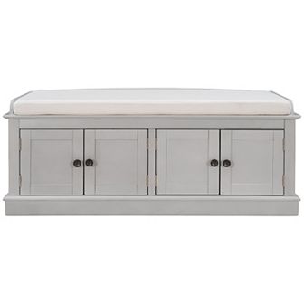 Merax Storage Bench With 4 Doors And Adjustable Shelves