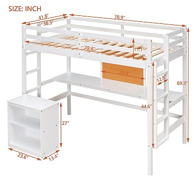Merax Loft Bed with Desk and Writing Board