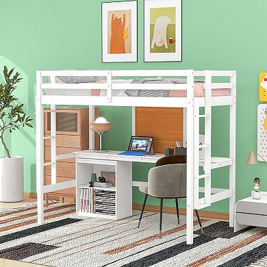 Merax Loft Bed with Desk and Writing Board