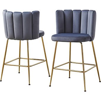 Best Master Furniture Elegante Velvet Counter Stools (Set of 2)
