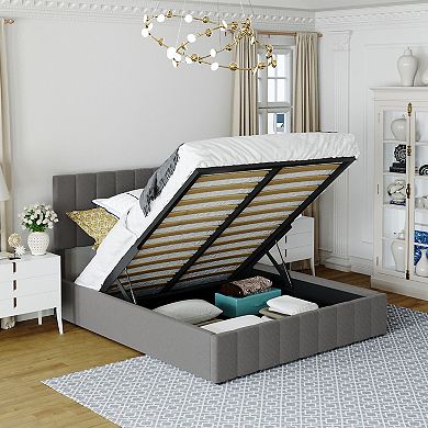 Upholstered Platform Bed With A Hydraulic Storage System