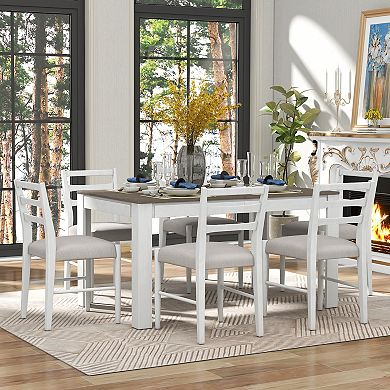 Merax 7-piece Wooden Dining Table Set Mutifunctional Extendable Table