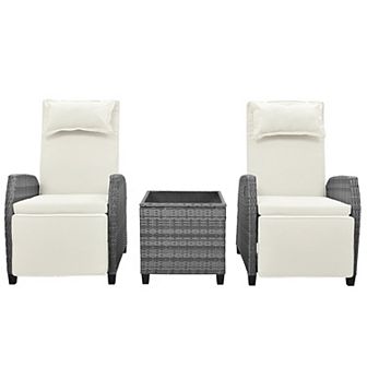 Merax Outdoor Rattan Two-person Combination With Coffee Table, Adjustable, Suitable For Courtyard