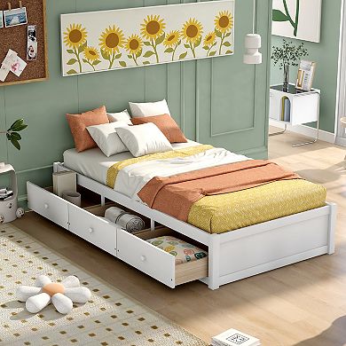 Merax Platform Storage Bed With 3 Drawers