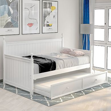 Merax Twin Size Wood Daybed with Trundle