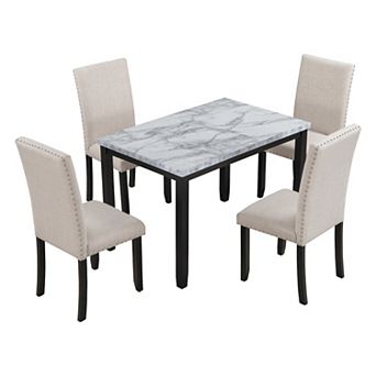 Merax Faux Marble 5 pc Dining Set Table