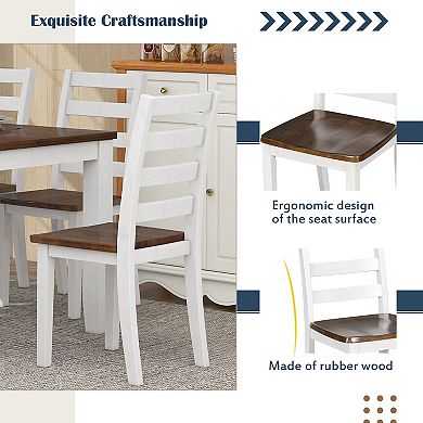 Merax Rustic Style 6-piece Dining Room Table Set With 4 Upholstered Chairs