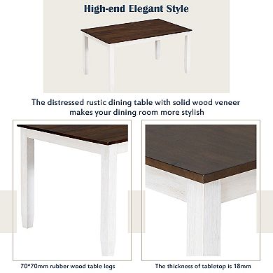 Merax Rustic Style 6-piece Dining Room Table Set With 4 Upholstered Chairs