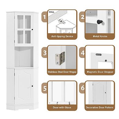 Merax Tall Bathroom Storage Corner Cabinet