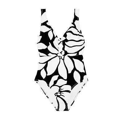 Women's Freshwater Deep Plunge Strappy Halter One-Piece Swim Suit