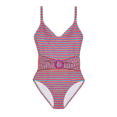 Women's Freshwater Belt Front Cami Halter One-Piece Swim Suit