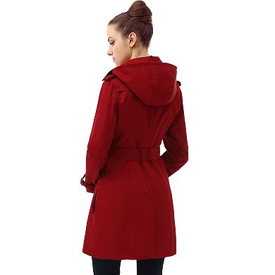 Women's Bgsd Leah Waterproof Hooded Mid Length Trench Coat