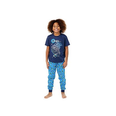 Sleep On It Boys 2-Piece Short-Sleeve Jersey Pajama Top and Pajama Pants Set